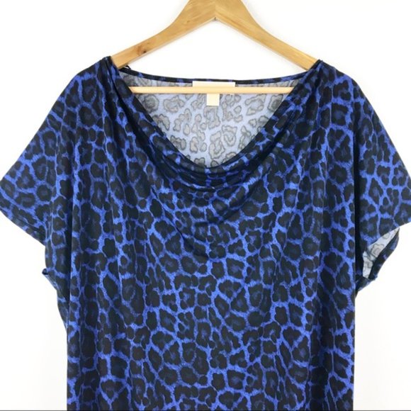 Michael Kors Blue Animal Print Dress Size Large - Picture 5 of 9
